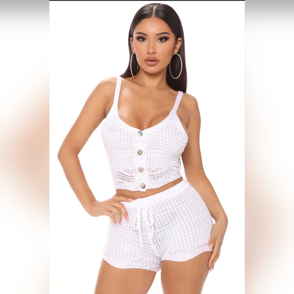Jolie & Joy Crochet Short Set- White *new* - Picture 2 of 10